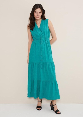 Phase Eight Anika Textured Sleeveless Dress Turquoise Canada | RUJKQZ-056